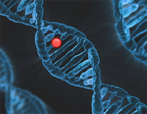 blue dna with red dot